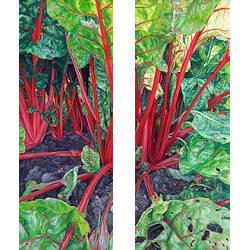 Snijbiet (tweeluik) | stilleven schilderij in olieverf van Adriana van Zoest koopt u nu online! ✓Hoogste kwaliteit ✓Veilig betalen ✓Gratis verzending