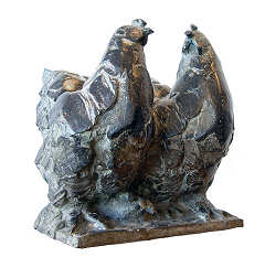 Kippenpaar | bronzen beeld van vogels van Coba koster koopt u nu online! ✓Hoogste kwaliteit & service ✓Veilig betalen ✓Gratis verzending