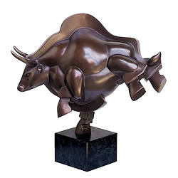 Bull Power II | dieren beeld in brons van Frans van Straaten koopt u nu online! ✓Hoogste kwaliteit & service ✓Veilig betalen ✓Gratis verzending