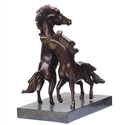 Mongolian horses | bronzen paarden beeld van Frans van Straaten koopt u nu online! ✓Veilig betalen ✓Gratis verzending