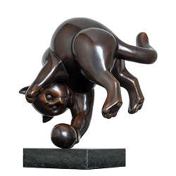 Playfully | bronzen beeld van een poes van Frans van Straaten koopt u nu online! ✓Hoogste kwaliteit & service ✓Veilig betalen ✓Gratis verzending