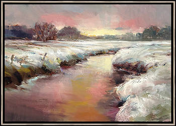 Winterlandschap | landschap schilderij  van Hans Musters koopt u nu online! ✓Hoogste kwaliteit & service ✓Veilig betalen ✓Gratis verzending