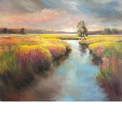 Zomeravond | landschap schilderij  van Hans Musters koopt u nu online! ✓Hoogste kwaliteit & service ✓Veilig betalen ✓Gratis verzending