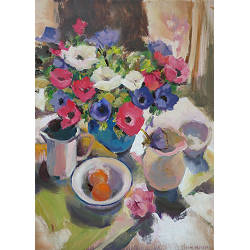 Stilleven met anemonen | stilleven van Hans Musters koopt u nu online! ✓Hoogste kwaliteit ✓Veilig betalen ✓Gratis verzending