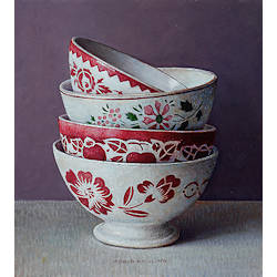 Franse kommen met rood motief | stilleven schilderij van Ingrid Smuling koopt u nu online! ✓Hoogste kwaliteit ✓Veilig betalen ✓Gratis verzending