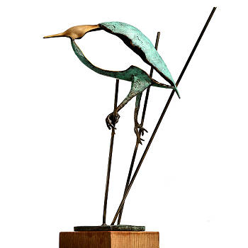 Wiegend in de wind | vogel beeld in brons van Leon Veerman koopt u nu online! ✓Hoogste kwaliteit ✓Veilig betalen ✓Gratis verzending