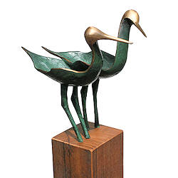 Liefde op stelten | vogel beeld in brons van Leon Veerman koopt u nu online! ✓Hoogste kwaliteit & service ✓Veilig betalen ✓Gratis verzending