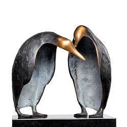 De kennismaking | vogel beeld in brons van Leon Veerman koopt u nu online! ✓Hoogste kwaliteit ✓Veilig betalen ✓Gratis verzending