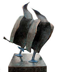 Dancing together | bronzen beeld van een vogel van Leon Veerman koopt u nu online! ✓Hoogste kwaliteit ✓Veilig betalen ✓Gratis verzending