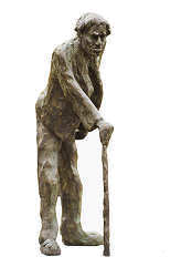 De meester | bronzen beeld van een oude man met stok van Maja van Berkestijn koopt u nu online! ✓Veilig betalen ✓Gratis verzending