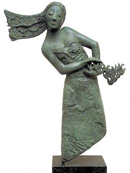 Panta Rhei | bronzen beeld van een vrouw van Marion Visione koopt u nu online! ✓Hoogste kwaliteit & service ✓Veilig betalen ✓Gratis verzending