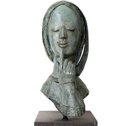 Silenzio | bronzen beeld van een vrouw van Marion Visione koopt u nu online! ✓Hoogste kwaliteit & service ✓Veilig betalen ✓Gratis verzending