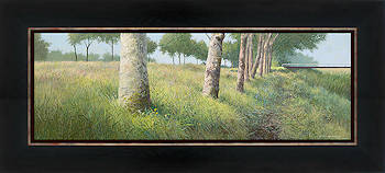 Tussen Warffum en Onderdendam | landschap schilderij van Peter Durieux koopt u nu online! ✓Hoogste kwaliteit ✓Veilig betalen ✓Gratis verzending